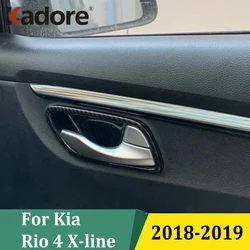 For Kia Rio 4 X-line 2018 2019 Carbon Fiber Interior Door Handle Cover Trims Protection Sticker Car Styling Accessories