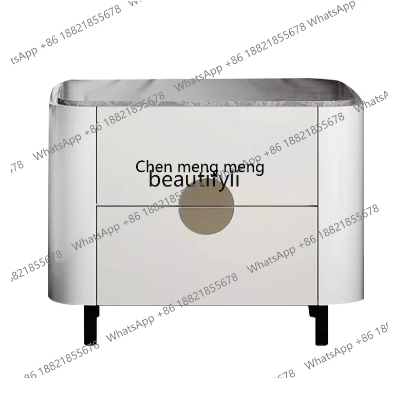 

Modern Minimalist Marble Bedside Table Italian-Style Light Luxury Bedroom Storage Bed-Side Nordic Storage Cabinet
