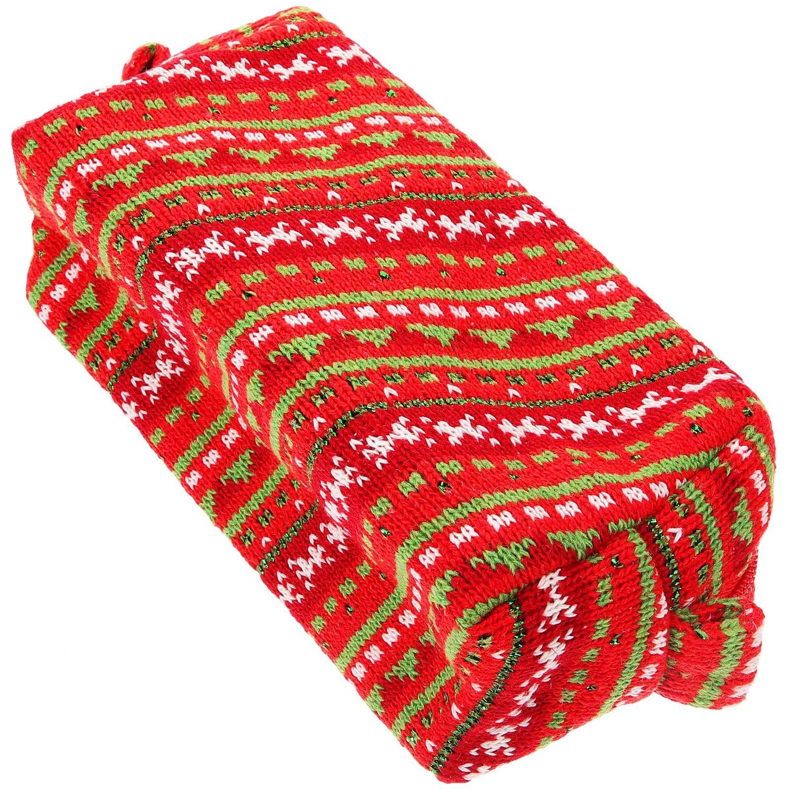 

Knitted Pencil Bag Large Capacity Storage Case for Girls College Students New Year Gift Red Green Striped Portable