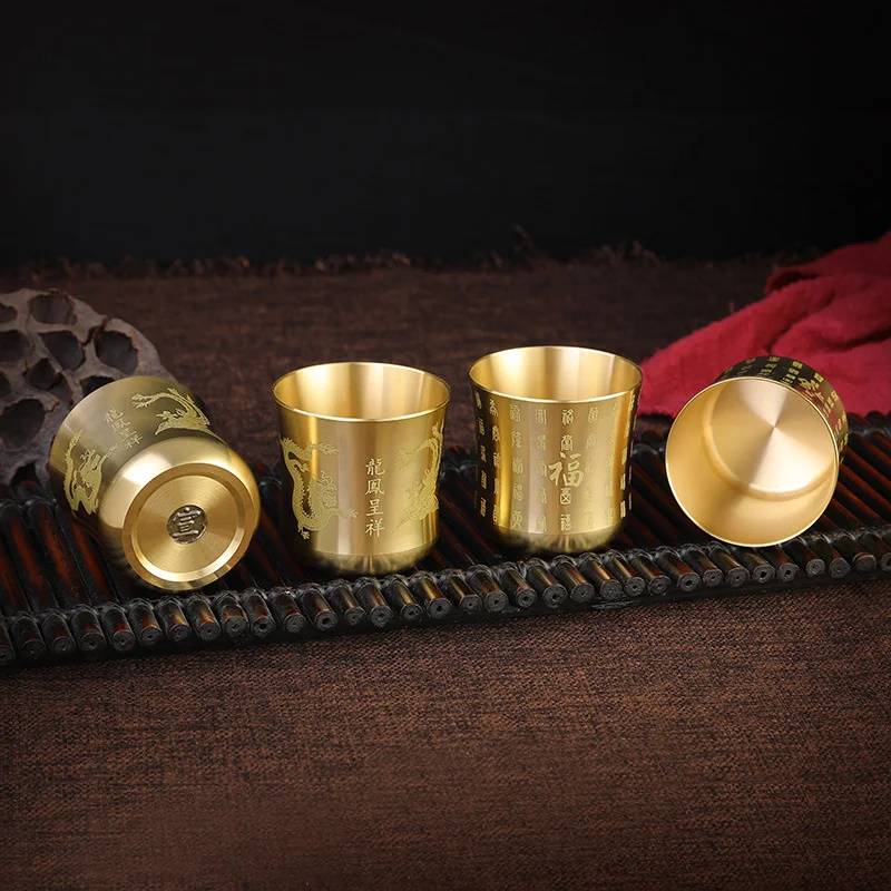 Brass Tea Cups Tea Mug Homeware China Antique Bar Drinkware Ancient Teacup For Drink Tea Coffee Tabletop Home Office Decor