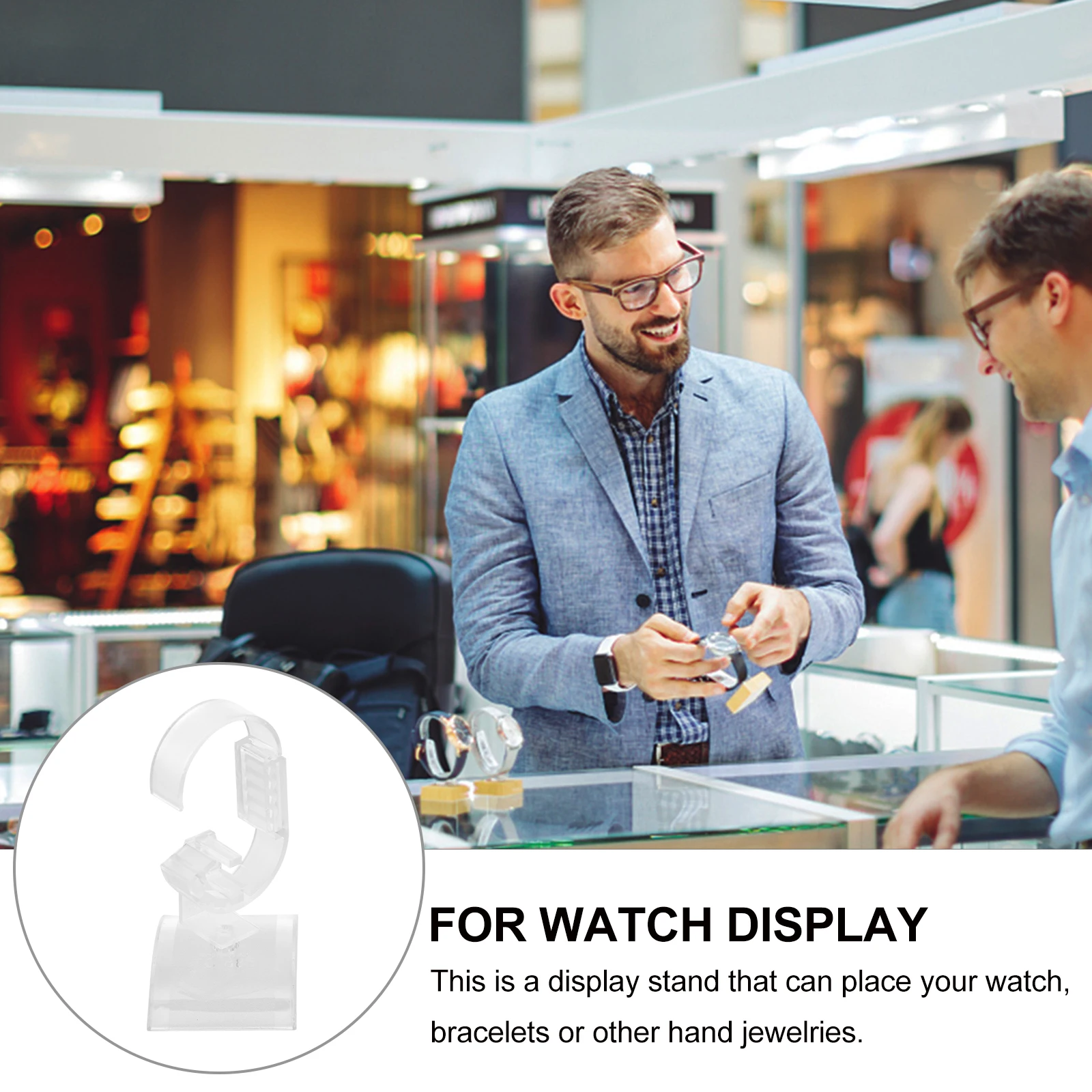 

2 Pcs Watch Display Stand Acrylic Jewelry Showcase Holder Stable Bracelet Bangle Base Man Woman Gift Watch Storage