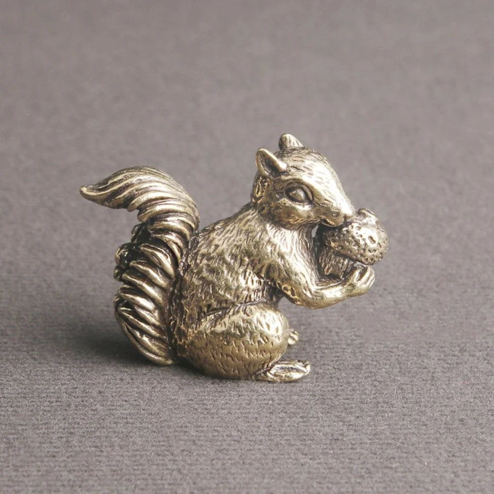 

Brass Squirrel Statue Retro Desktop Ornament Living Room Tabletop Decor Home Office Simulation Craft Sculpture