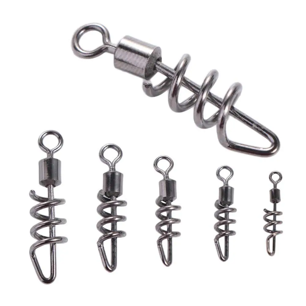 20PCS 2#-10# Fishing Rolling Swivel with Screwed Snap Stainless Steel 8-Shape Connect Ring Flexible Rotation