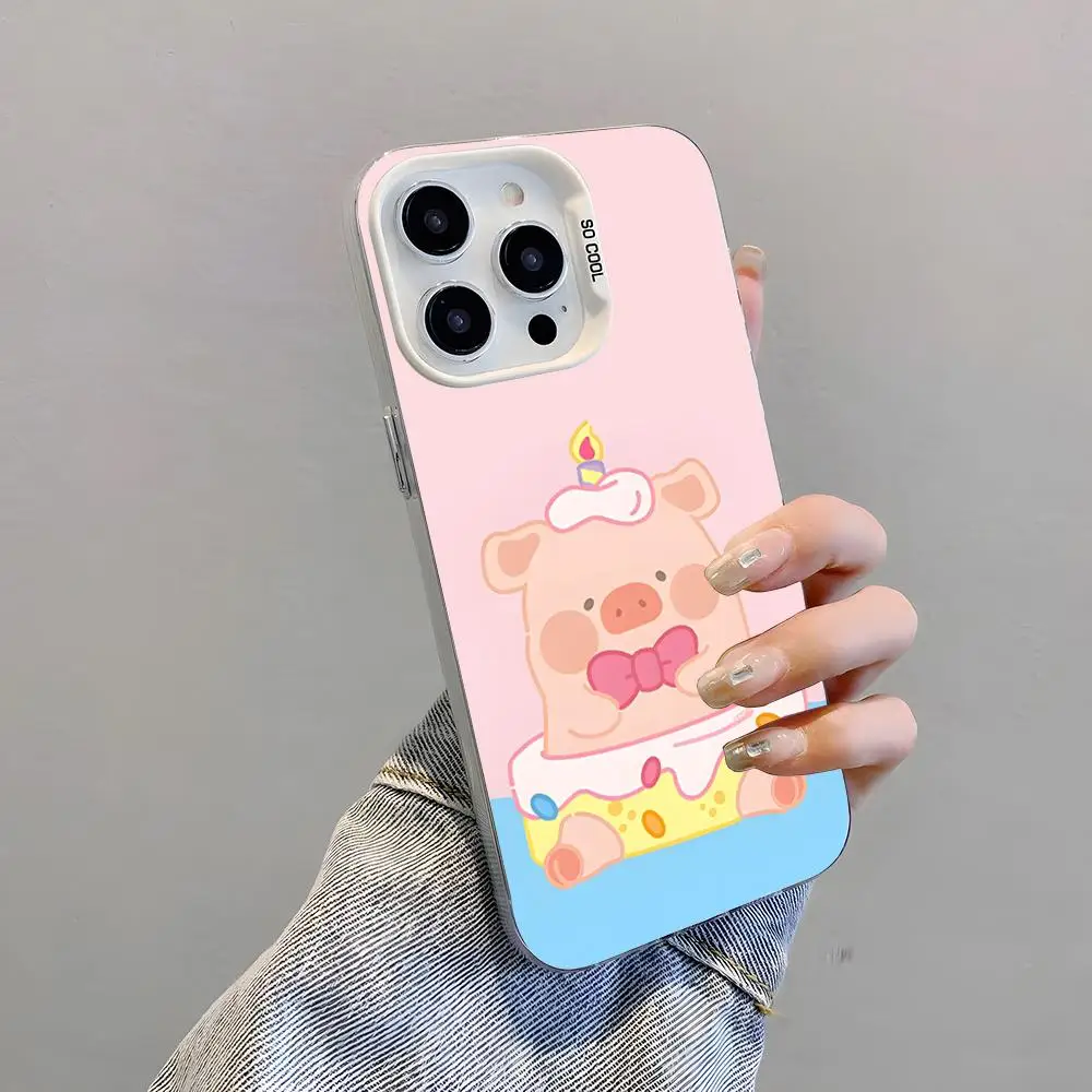 Cartoon L-Lulu Pig Phone Case For IPhone 18 Pro Max 17 Pro 16 15 14 Plus 12 13 11 Shockproof Colorful Cover