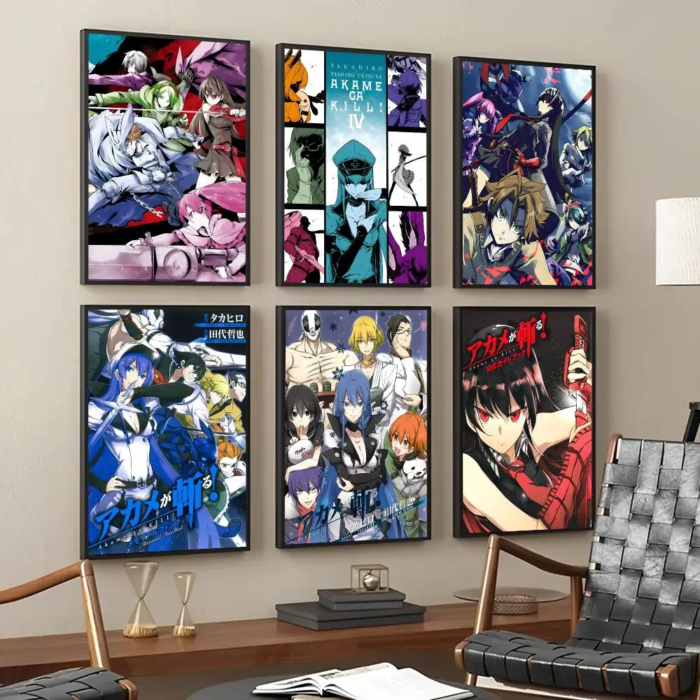A-Akame Ga Kill Poster Self Adhesive Sticker Home Bedroom Living Room Game Room Decoration