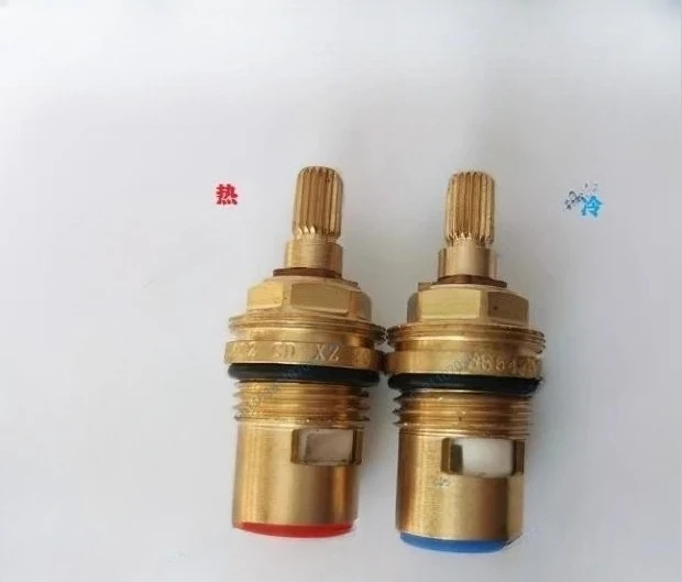 1PCS Double Three Hole Faucet Open Double Spout Full Copper Ceramic Disc Hot and Cold Copper Valve Core