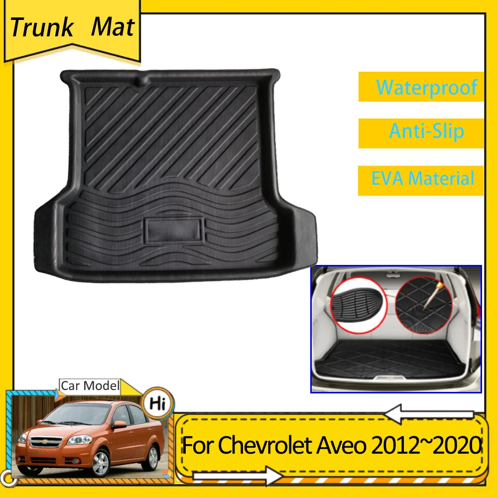 Car Rear Trunk Mats for Chevrolet Aveo T300 2012~2020 2018 2019 Accsesories Luggage FLoor Boot Anti-slip EVA Waterproof Carpet