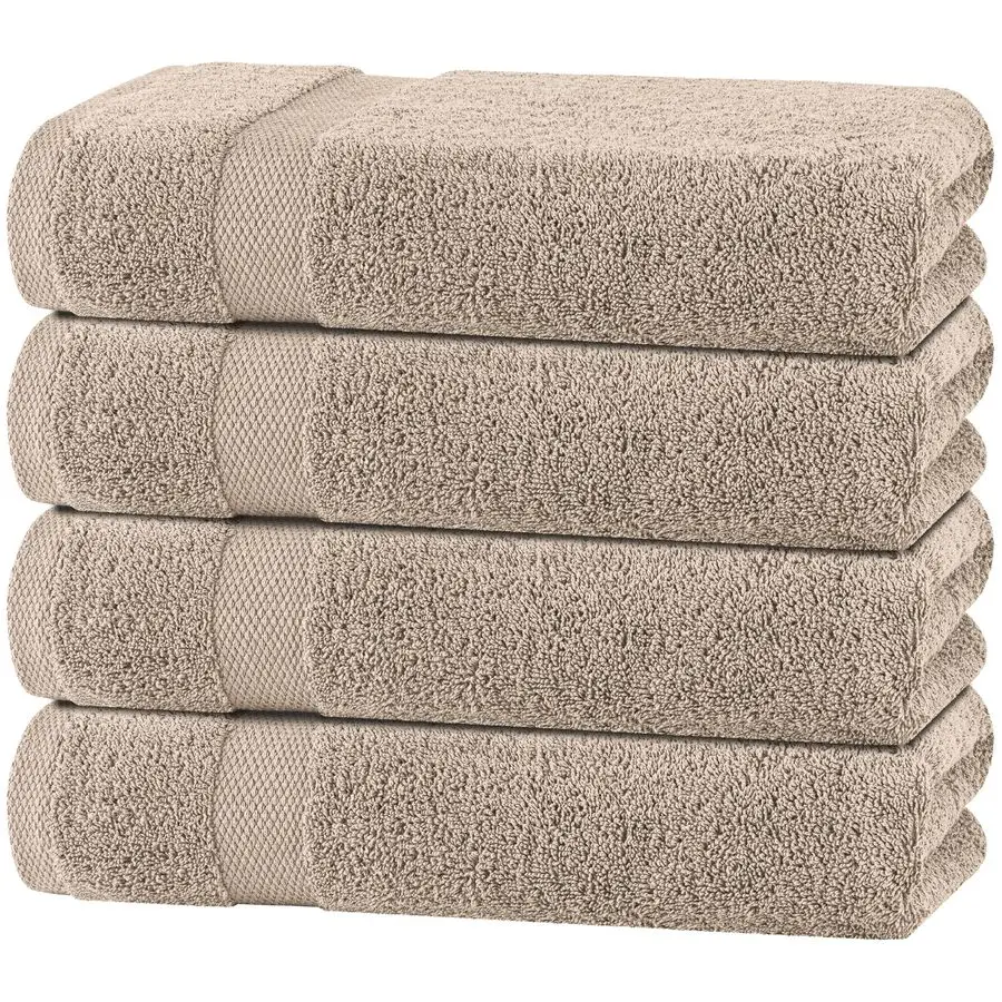 

Taupe Bath Towels 27x54 Inch, Cotton Towel Set for Bathroom, Hotel, Gym, Spa, Soft Extra Absorbent Quick Dry 4 Pack