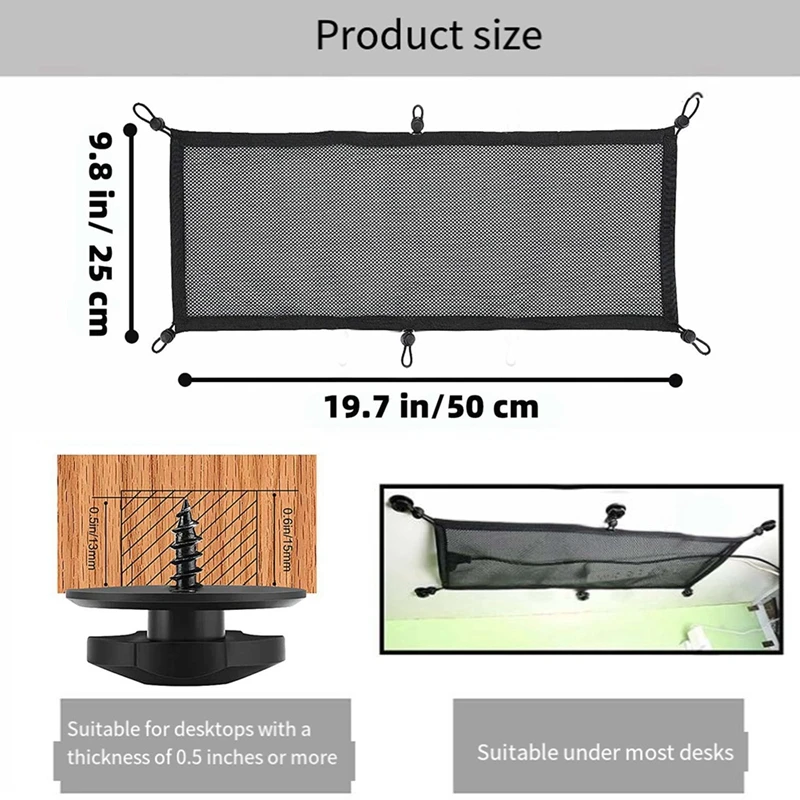 Gestion des câbles sous le bureau, gestion des fils, filet flexible, durable, installation facile