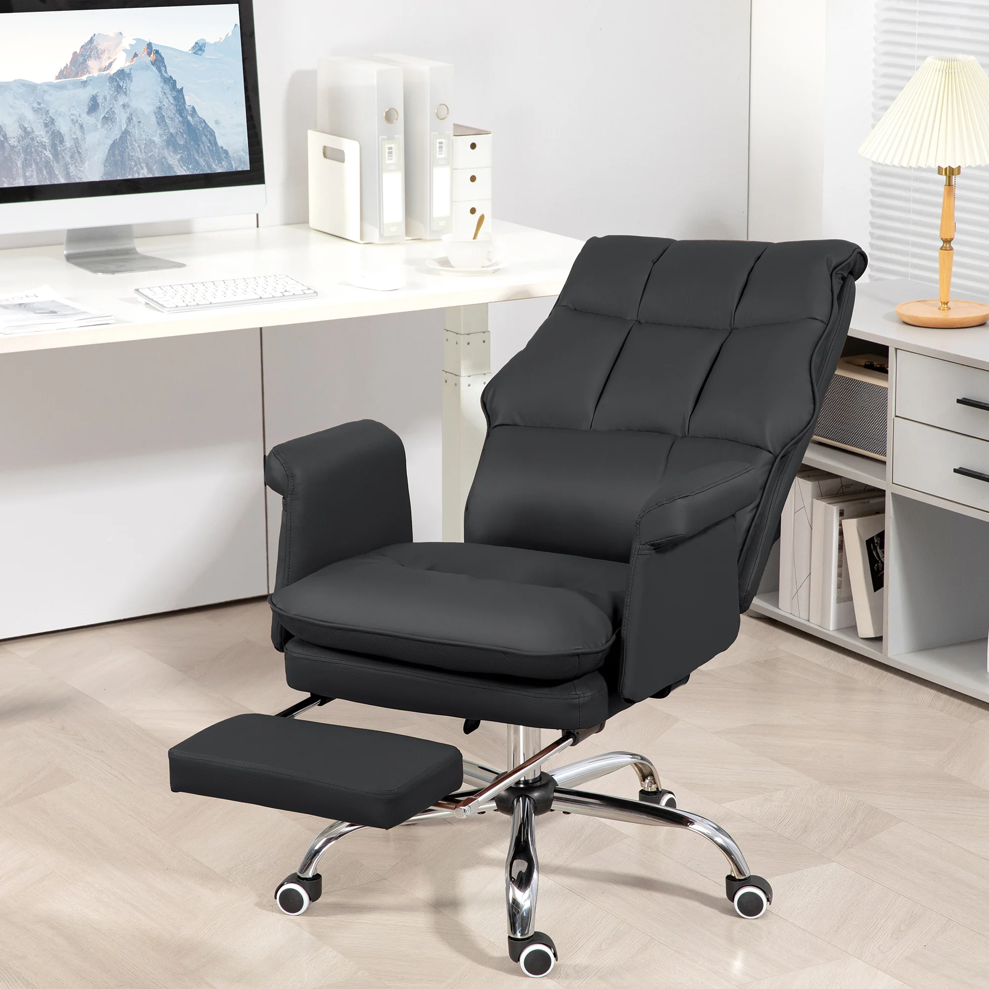 Homcom Executive Office Chair with Footrest, Ergonomic, Reclining, Black