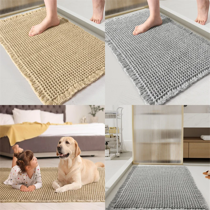 

43x61cm Bathroom Absorbent Carpet Non-Slip Bath Mat Soft Machine-Washable Doormat For Toilet Absorbent Rug Beside Bathtub Mat