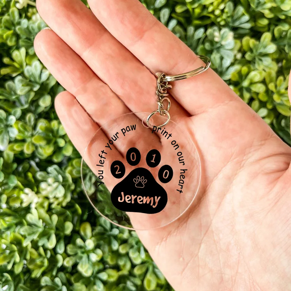 Personalized Pet Dog Memorial Keychain Custom Name Tree Ornament Clear Engraved Hanging Gift Dog Remembrance for Women Men