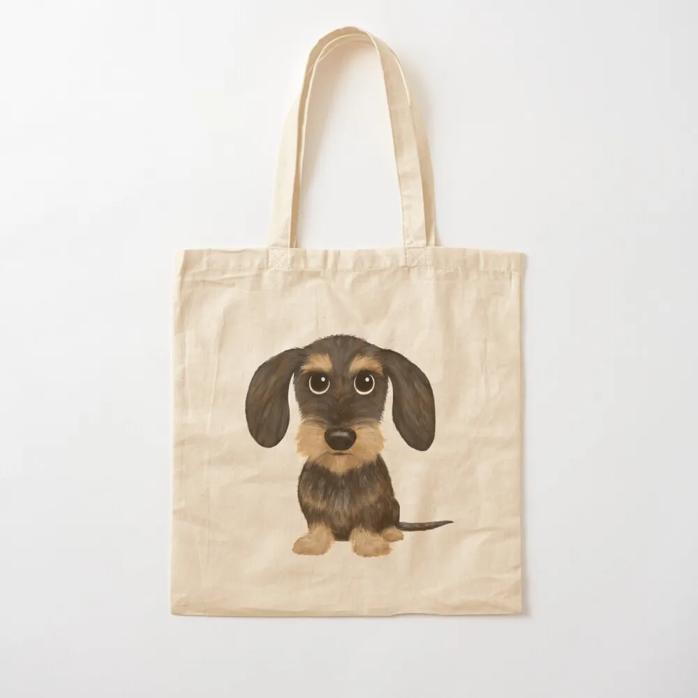 

Wirehaired Dachshund Cute Wire Haired Wiener Dog Wild Boar and Tan Teckel Tote Bag bag for beach Canvas Tote Bag