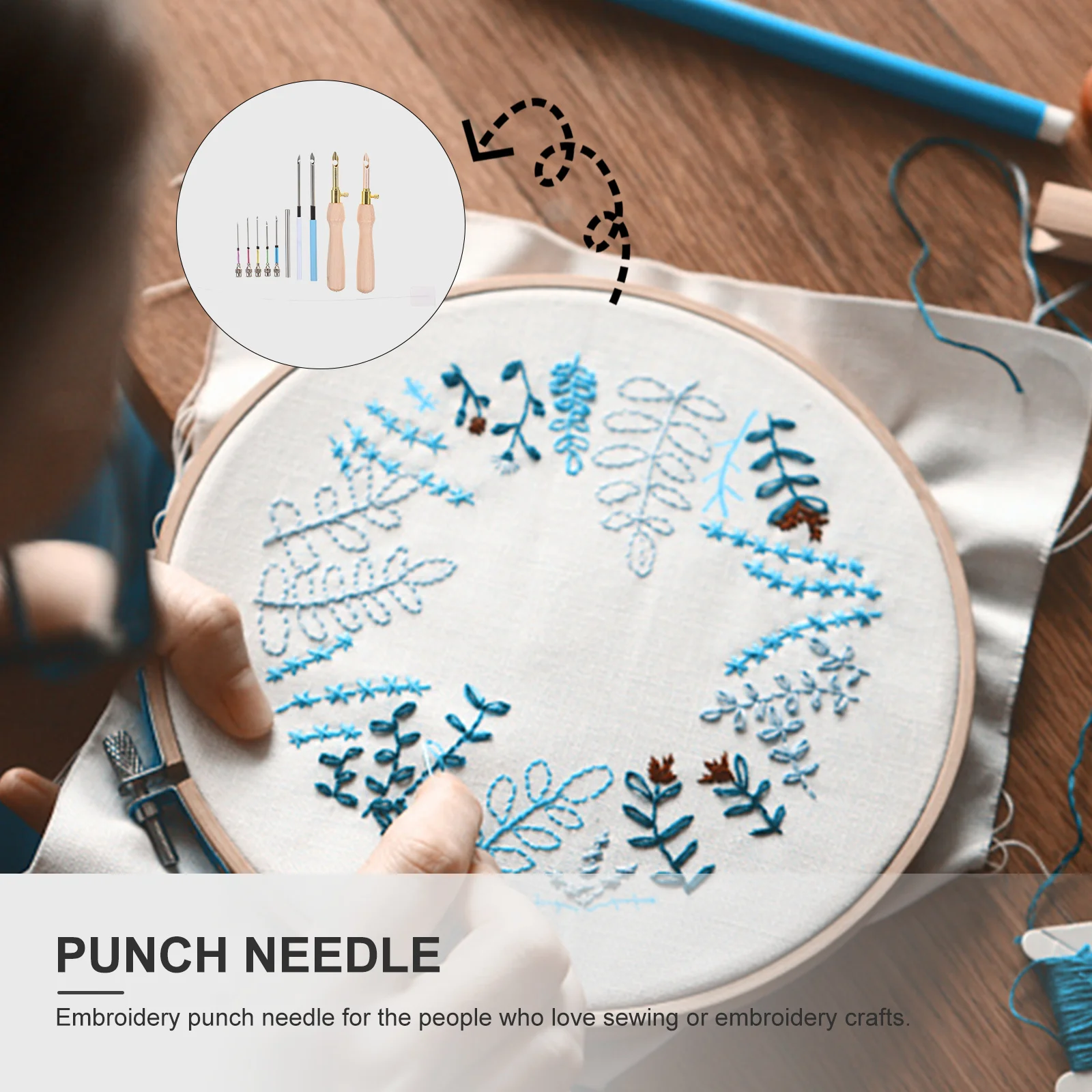 

Embroidery Punch Needle 1Set Durable Practical Sewing Knitting Needles for Clothing Pillows Curtains Craft Supplies