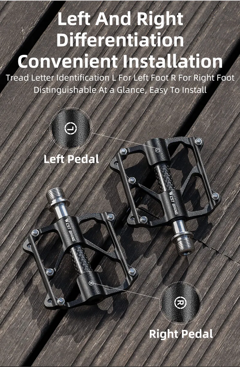 WEST BIKING Carbonfaser-Pedal Rennrad-Pedal 3-Lager Titanlegierung Achspedal MTB Fahrradpedal Fahrradzubehör – Detail 12