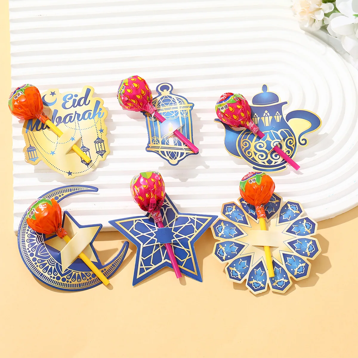 48 Stück Eid Mubarak Lollipop Dekor Karten Ramadan Kareem Dekoration für Zuhause 2025 Islamische Muslimische Partyzubehör Eid Al Adha Geschenk