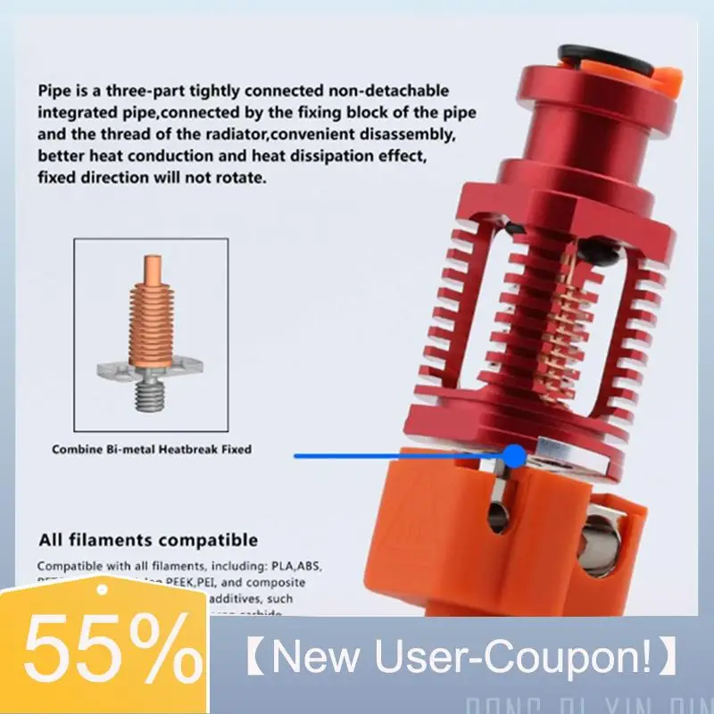 

【Быстрая доставка】3D Red Lizard K1 V6 Hotend, биметаллический собранный медный горячий конец для Voron 2.4 Prusa I3 MK3 Titan BMG V2 Extru
