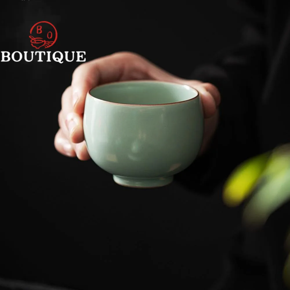 

120ml Boutique Azure Ru Porcelain Teacup Handmade Ceramic Small Tea Bowl Large Puer Master Cup Kung Fu Teaware Drinking Gifts