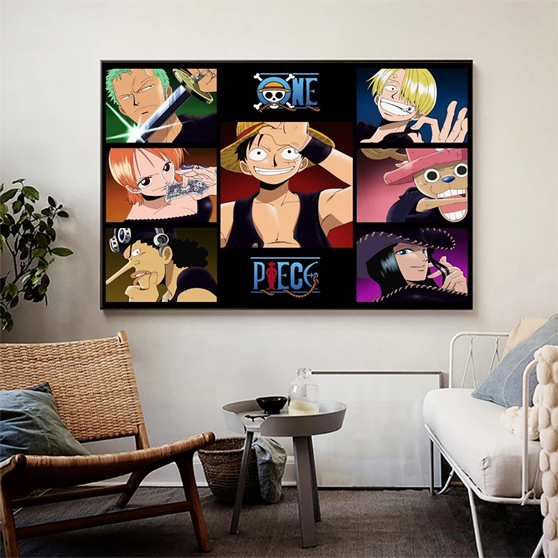 Japanse Anime Een Stuk Canvas Schilderij Luffy Zoro Ace Sabo Poster Print Muurschildering Foto 'S Muurkunst Home Decor Accessoires Cuadros