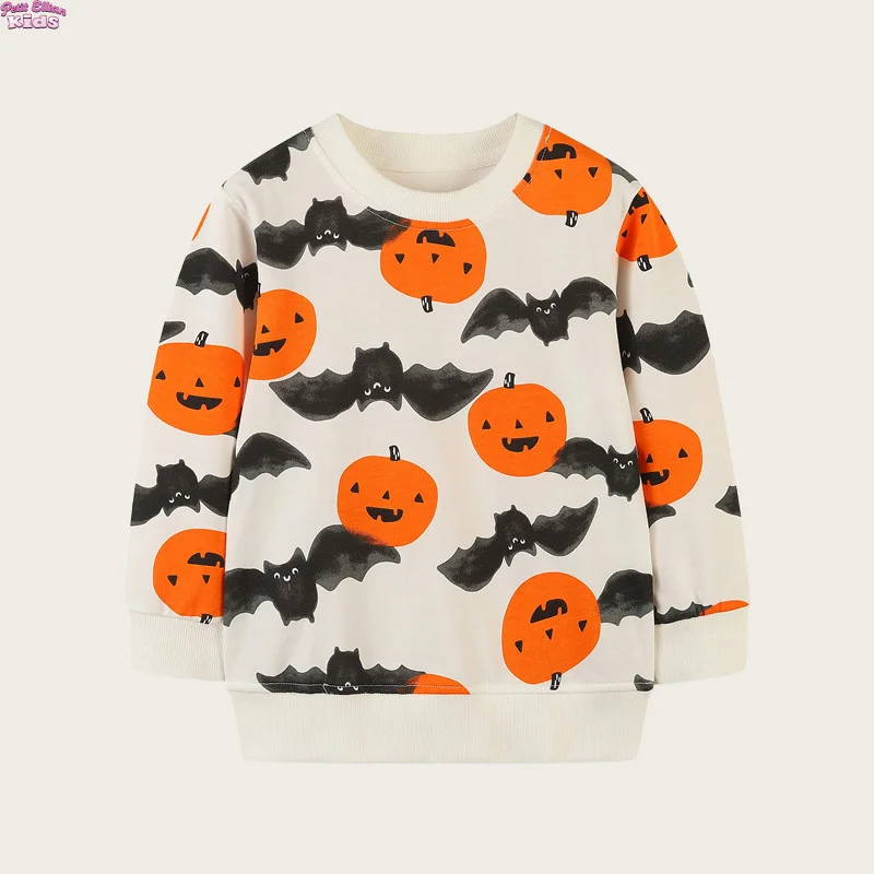 

Halloween Kids Girl Clothes Cotton Sweatshirt 2-7Y Baby Boys Pumpkin Bat Print Long Sleeve Top Cute Festival Casual Pullover