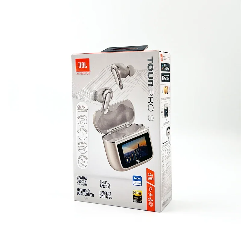 سماعات أذن JBL Tour Pro 3 True اللاسلكية المانعة للضوضاء مع علبة شحن ذكية بلوتوث 5.3 LE Audio Hi-Res LDAC وقت تشغيل 44 ساعة