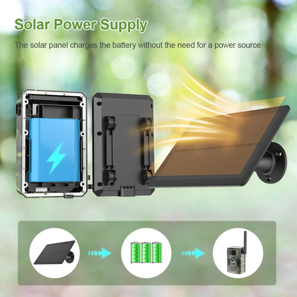 LS VISION 2K Hunting Trail Solar Camera 4G SIM GPS IR Night Vision 20M PIR Wildlife Motion Detection Battery Wild Camera IP66