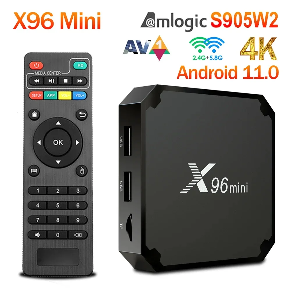 X96mini Android 11.0 Smart TV Box Amlogic S905W2 Quad Core 2GB 16GB Dual WiFi Media Player X96mini Set top box 1G 8G