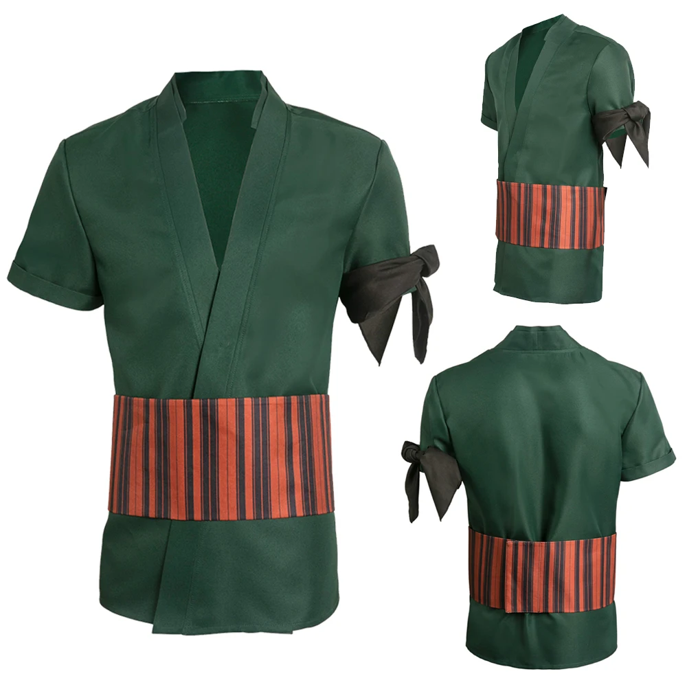 Roronoa Cosplay Zoro Fantasia Green Outfit Live Action TV One Cosplay Piece Costume Adult Men Fantasy Halloween Carnival Clothes