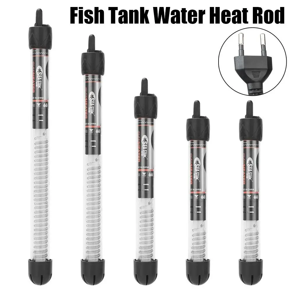 1Pcs 25W/50W/100W/200W/300W Thermostat Heater Rod Aquarium Fish Tank Adjustable Temperature Submersible Heater AT700 220V