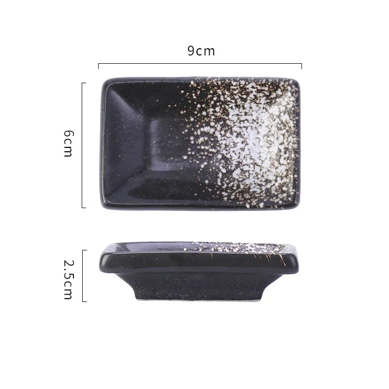 NONE 4Pcs Keramik Rechteck Kleine Sauce Gericht Japanischen Stil Aroma Sushi Senf Platte Sojasauce Kirschblüte Pfeffer Tablett Hause 4