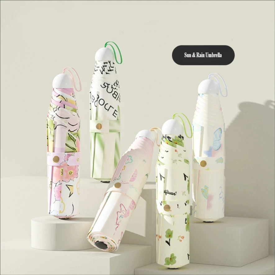 New 3-fold Durable Folding Umbrella, Digital Printed Pattern, High Appearance Level, Manual Sun & Rain Umbrella with Sun Protect