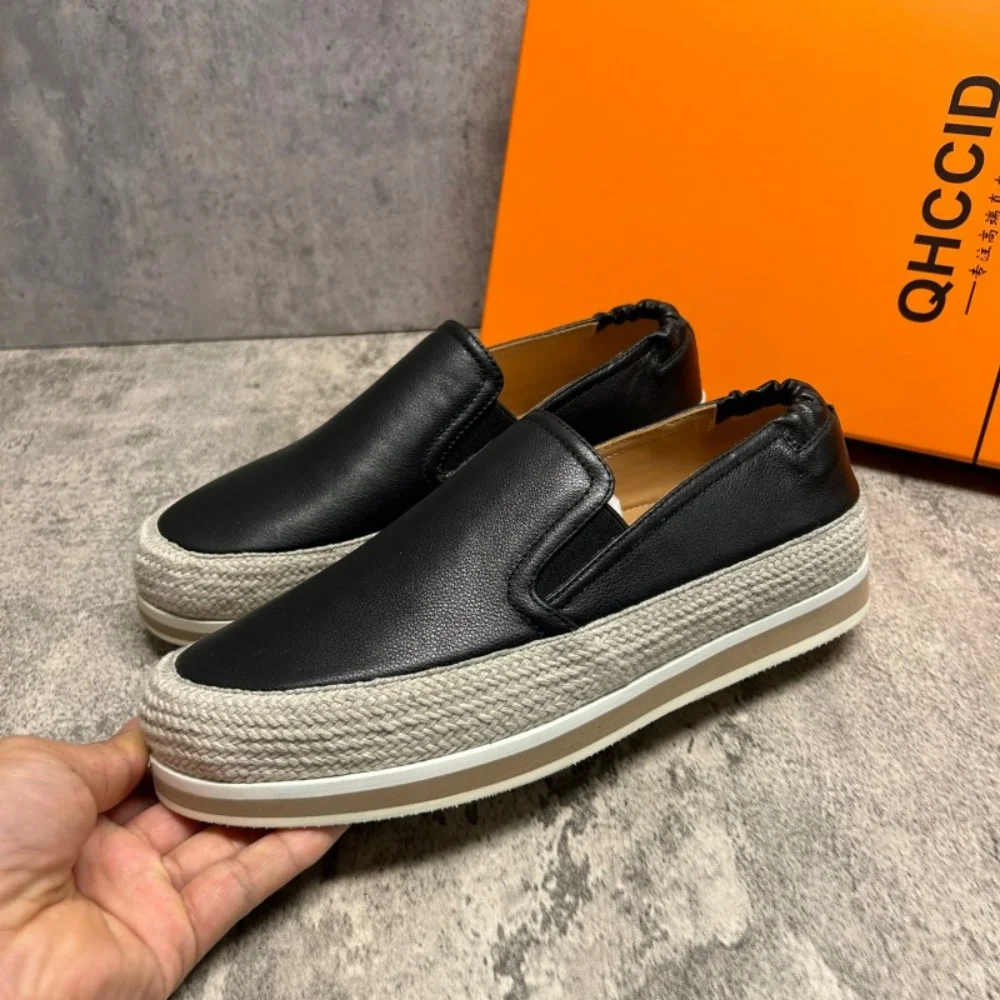 

Men's Leather White Sneakers Casual Low-Top Lazy Board Shoes Comfortable Fashion Footwear