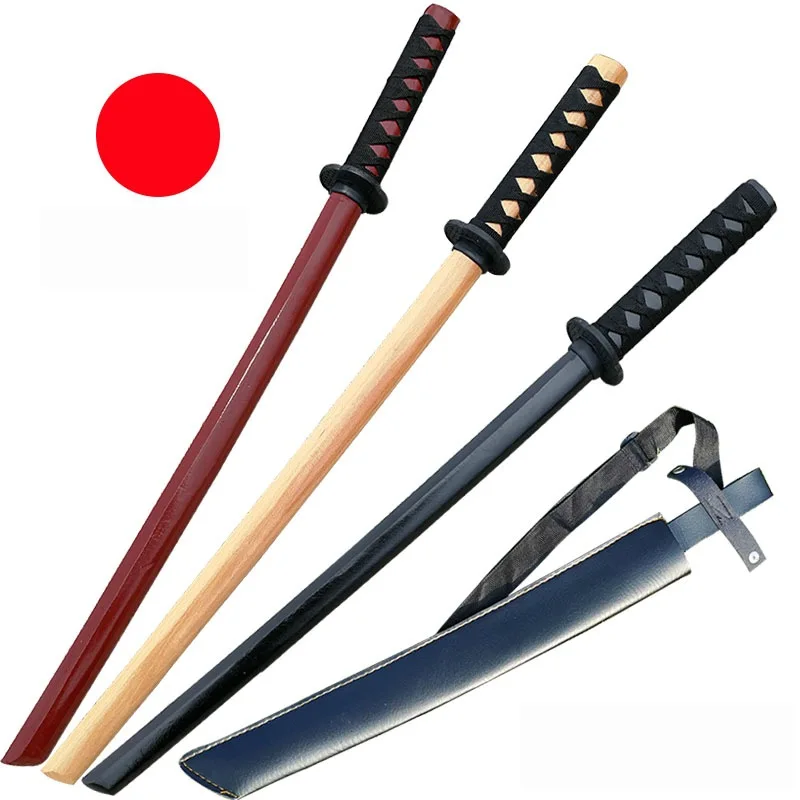 Aikido Wooden Sword Demon Slayer Kendo Self Defence Stick Kung Fu Samurai Training Sword Katana With Bag Japanese Ninja Knife