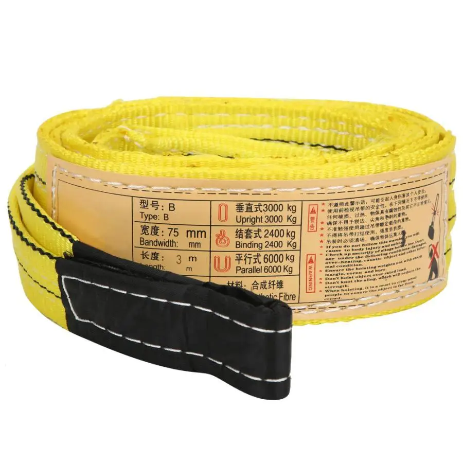 Industrial Flat Polyester Lifting Sling, 30/50/75mm Width, Folded Eye, 5m Length, 30T Load