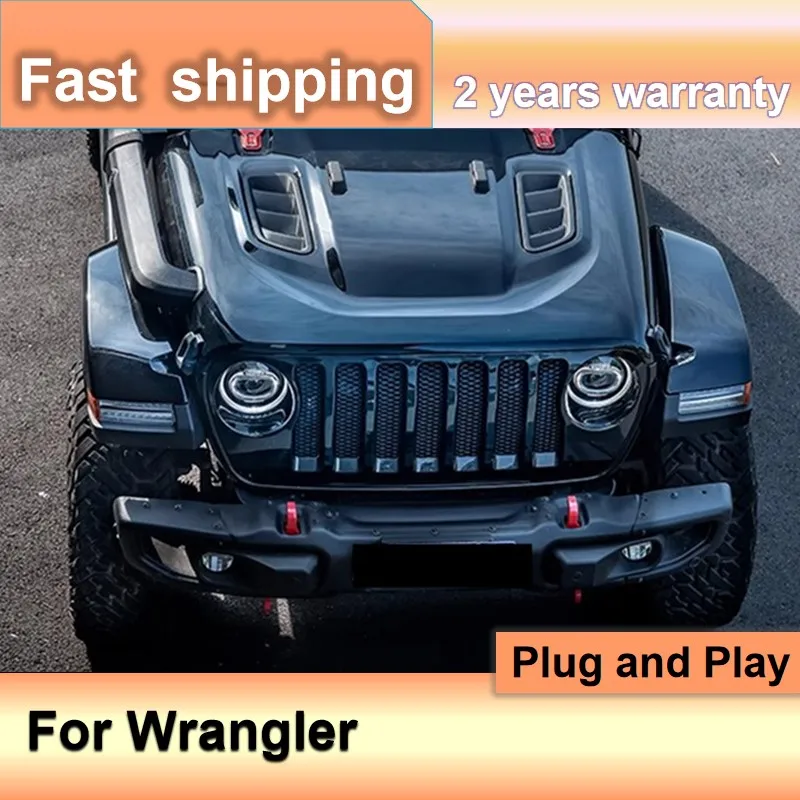 

Автомобильные аксессуары для Jeep Wrangler, фара 2018-2021, фары Wrangler, DRL, указатель поворота, ближний свет, линза проектора