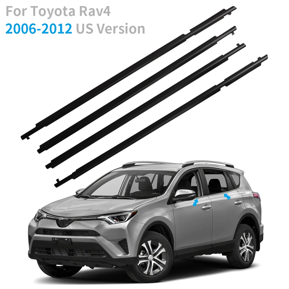 トヨタrav4用防水ウェザーストリップ,外側の窓,ゴム製ウェザーストリップ,サイドドア,カーアクセサリー,米国2006-2012, 4個