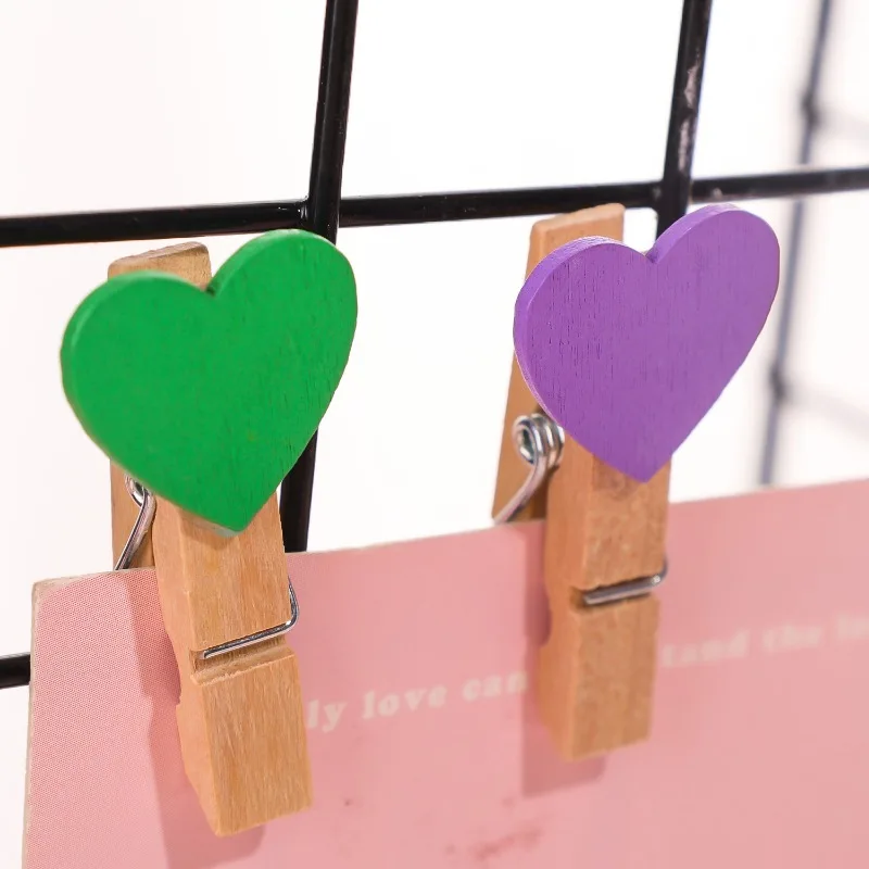 120/12pcs Mini Natural Wooden Clips Love Heart Memo Paper Diy Photo Clip Wedding Valentine's Day Party Craft Decor Clothes Pegs