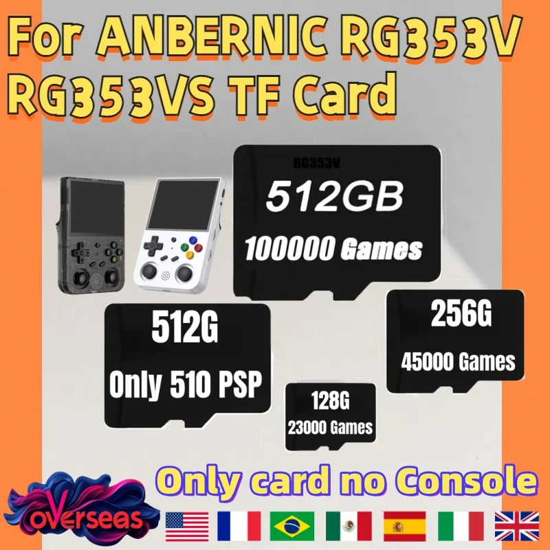 

For ANBERNIC RG353V RG353VS TF Card Preloaded Games Memory Card 512G100K Games Retro Handheld Game card PSP PS1 DC SS NDS