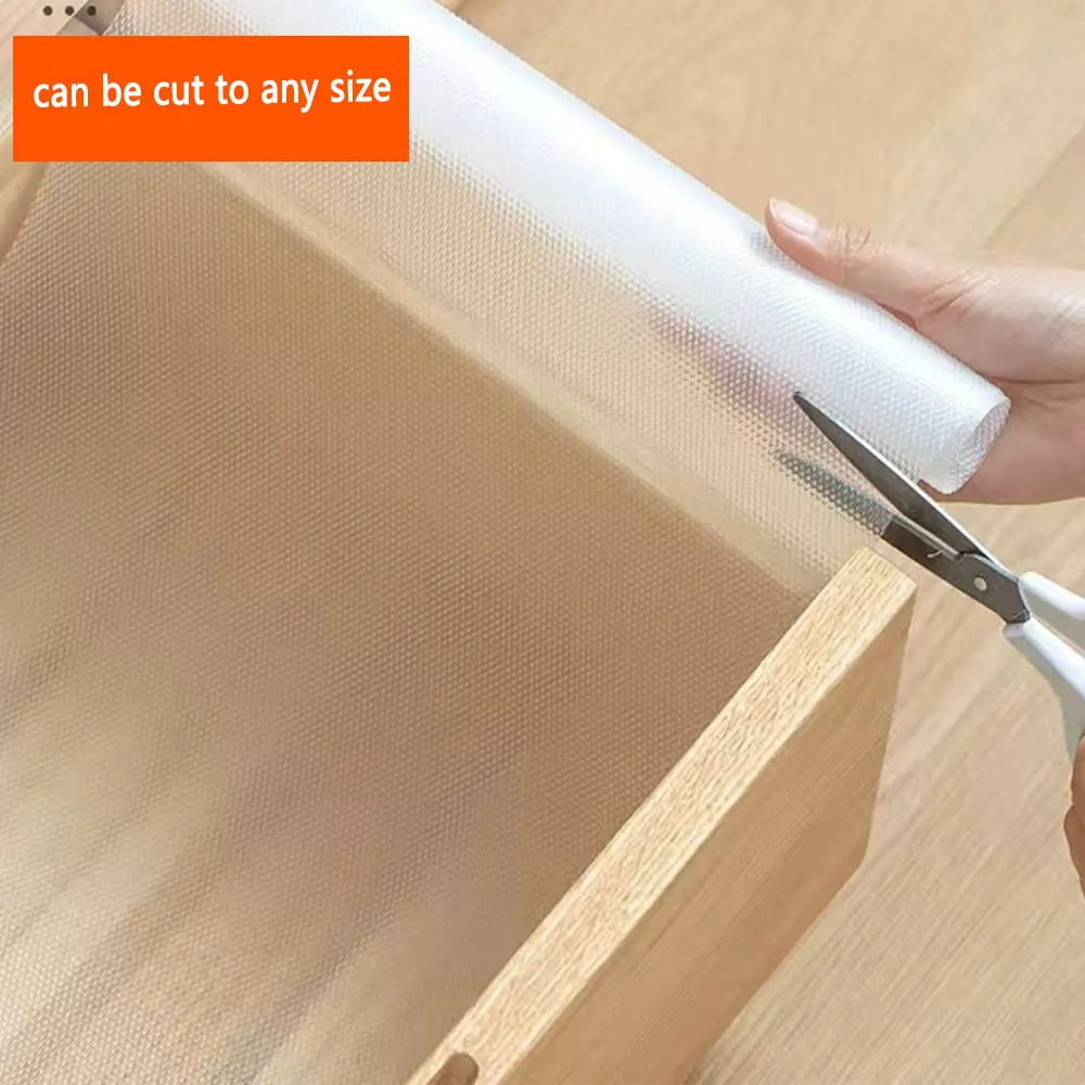 Zero Glue Transfer Shelf Protector Non Sticky EVA Waterproof Anti Scratch Easy Trim Textured Pad Kitchen Wardrobe Shoe Cabinet