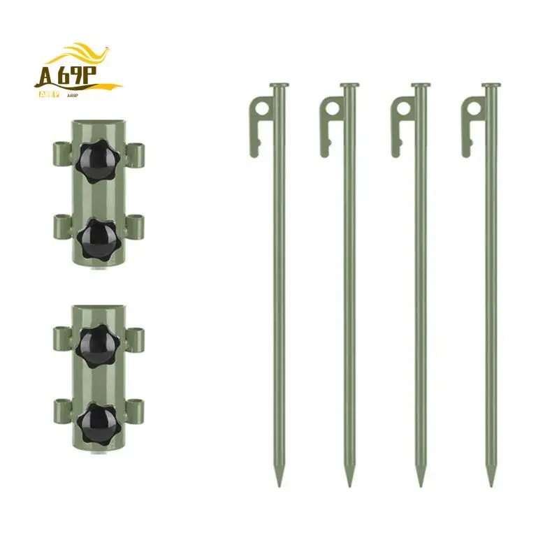 a69p-6pcs-awning-canopy-pole-fixed-tube-ground-bracket-windproof-adjustable-tent-support-pole-with-ground-nails