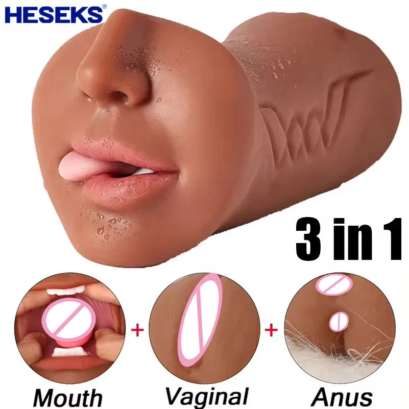 

HESEKS Oral Male Masturbator Masturbation Stick Sex Toys For Men Deep Throat Artificial Blowjob Realistic Rubber Vagina Pussy