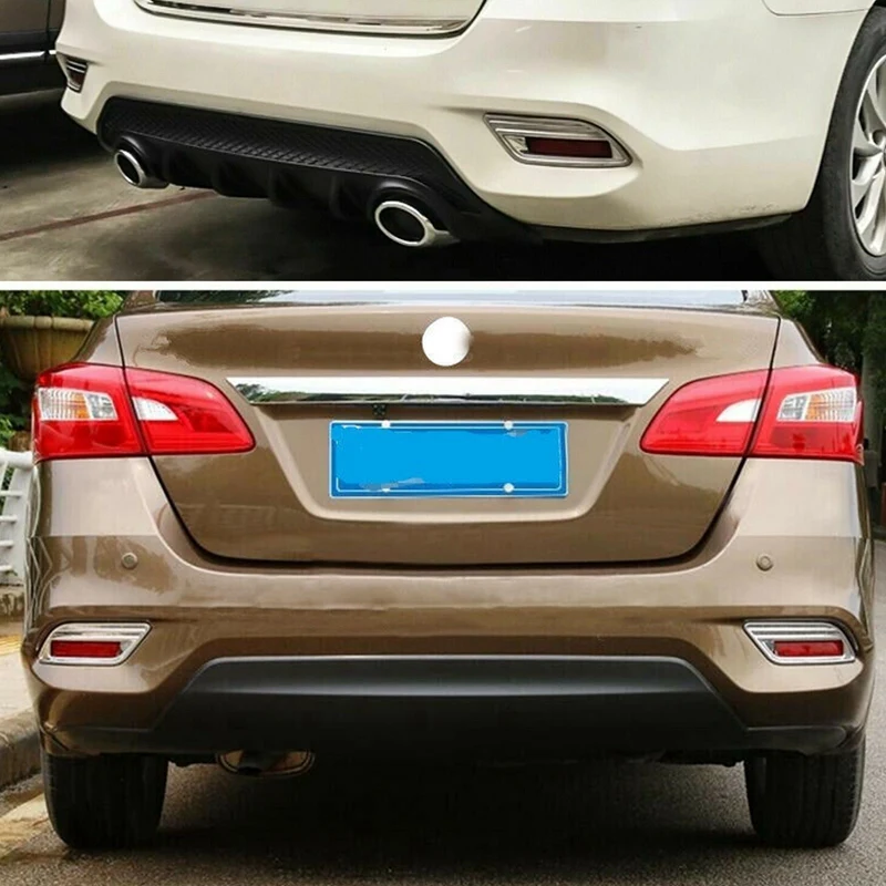 For Nissan Sentra 2016-2019 Seden Chrome Rear Bumper Fog Light Lamp Reflector Protect Cover Trim Molding Car Decoration