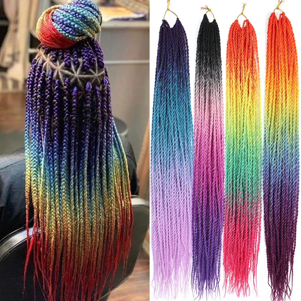 Senegalese Twist Hair Crochet Braided 24inch Synthetic Dreadlocks Crochet Hair Braids 30 Roots/Pack Senegalese Twist Box Braids