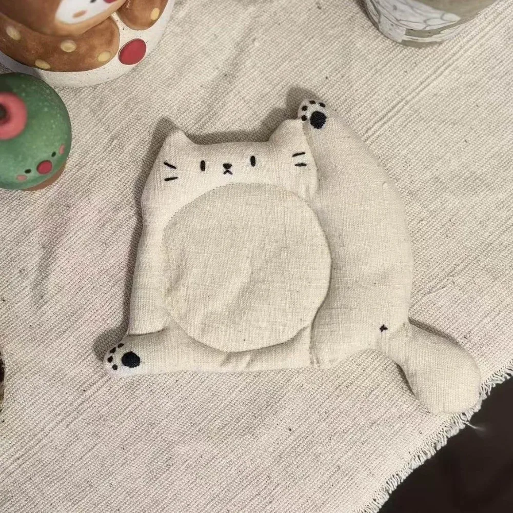 Lazy Split Leg Shape Cat Shaped Coaster Soft Fabric Cute Cartoon Design Heat Insulation Cup Pad Anti-scald Fabric Table Mat