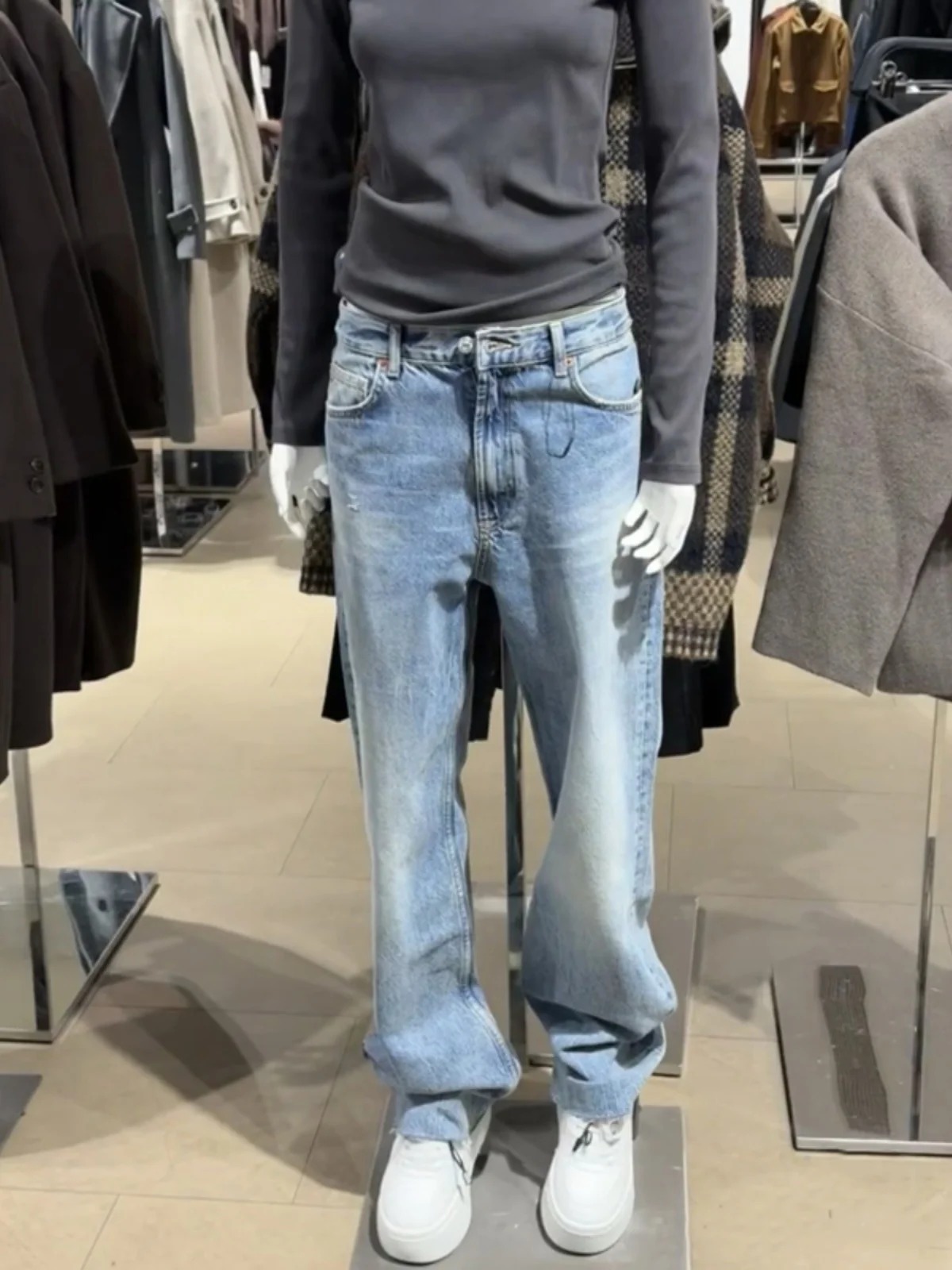 

Cleanfit Loose Fit Straight Leg Blue Jeans Men's Casual Long Trousers American High Street Sle Teenager Faion Jeans