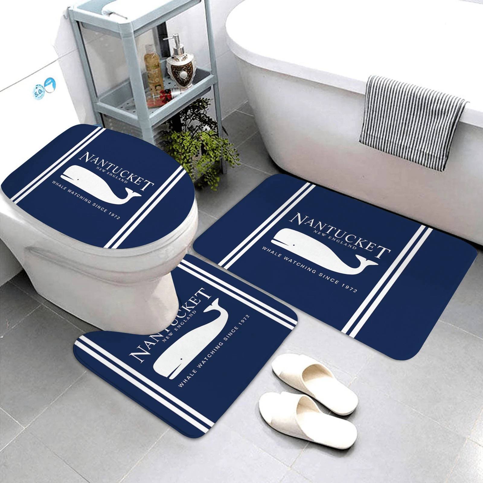 dark blue nautical series bathroom rugs and mats bathroom mats three-piece set bathroom products bathroom mats can be customized