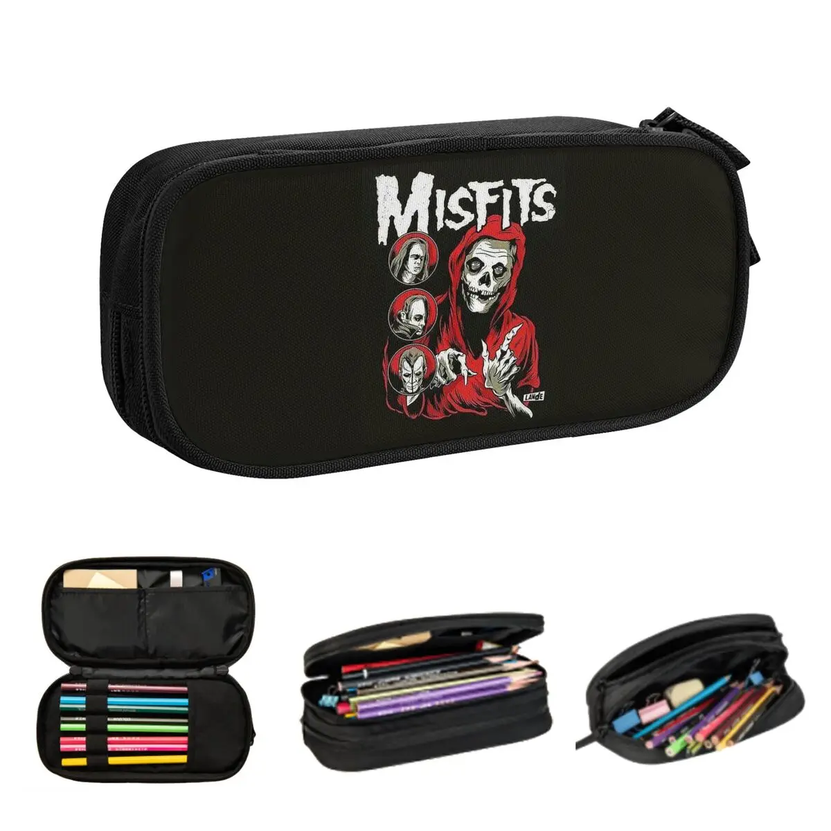 

Пеналы Misfits с черепом для студентов, школьная коробка для ручек, сумка для карандашей, большая вместительная сумка для карандашей, держатель для ручек