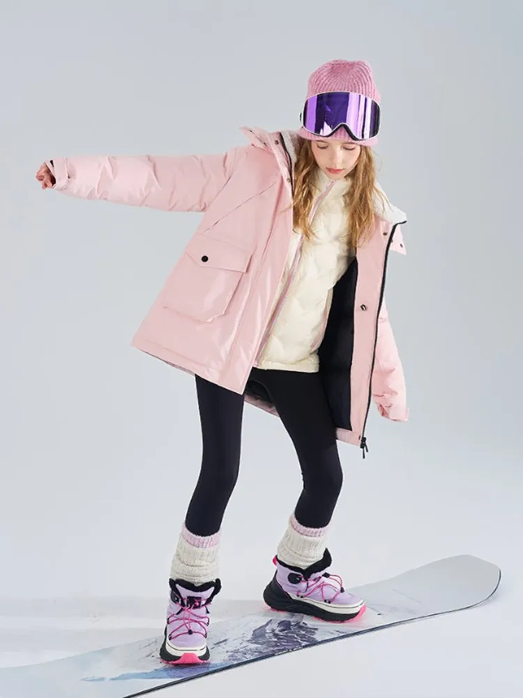 Mädchen-Skijacke mit Kapuze, Winterparka, dick, warm, wasserdicht, Kinder-Schneejacke, winddicht, Outdoor-Skijacke für Kinder von 5-14 Jahren, A5120 – Detail 14