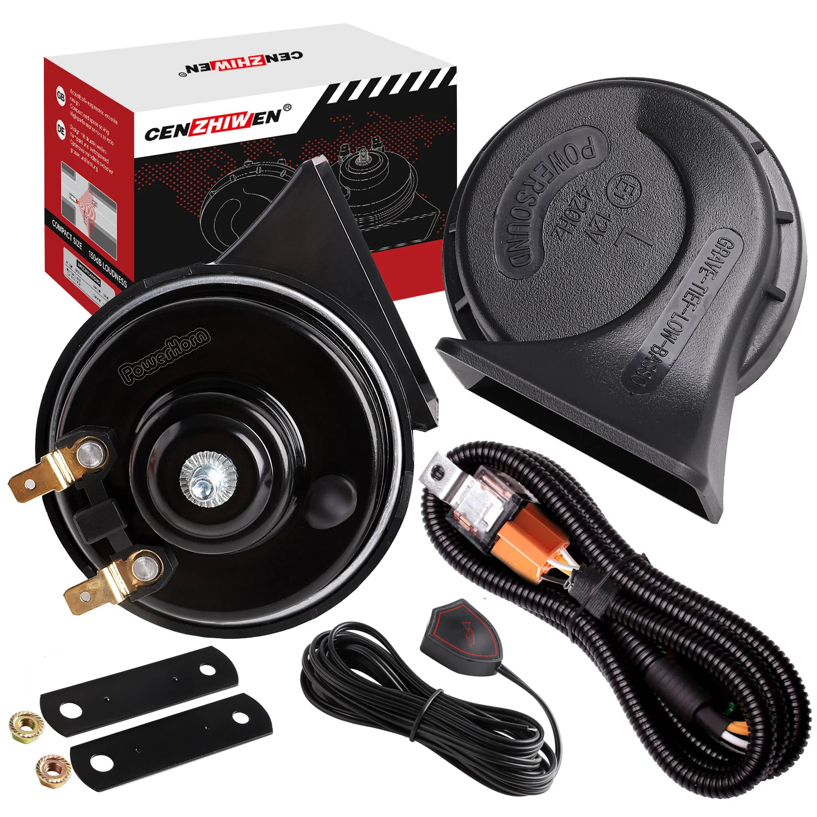 

12V Car Horn 120dB Dual Tone Waterproof Electric Snail Horn with Relay Harness and Switch Button for Car Truck Motorcycle Van