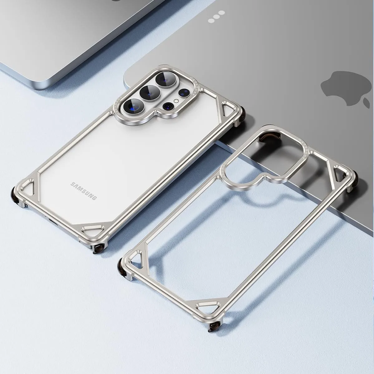 

Metal Bumper Case for Samsung Galaxy S26 S25 Ultra Shockproof Corner Airbag Cushion Cover Slim Hollow Design Frame Coque